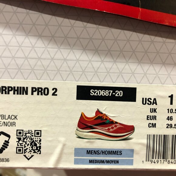 Saucony Endorphin Pro 2 Mens Running Shoes Size 11.5 Red/Black (NEW) S20687-20 main image 5